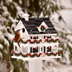 Lighted Holiday Colonial Cottage Birdhouse