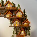 Lit Wooden Cottages Advent Calendar Wreath