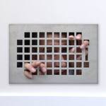 Man Trapped Behind a Wall Grate Graphic