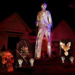 Massive 12 Foot Tall Light-Up Animatronic Skeletal Mummy Statue
