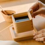 Masu Cypress Wood Square Coffee Cup and Saucer