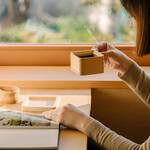 Masu Cypress Wood Square Coffee Cup and Saucer