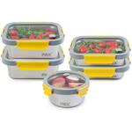 Microwave-Safe Stainless Steel Food Containers w/ Tempered Glass Lids