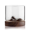 Mountain Peak Whiskey Glass With Wooden Base