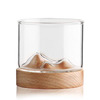 Mountain Peak Whiskey Glass With Wooden Base