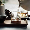 Mountain Peak Whiskey Glass With Wooden Base