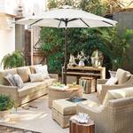 Navio Patio Umbrella Table With a Natural Teak Tabletop