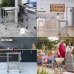 Origami Foldaway Rolling Stainless Steel Kitchen Island Cart