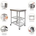 Origami Foldaway Rolling Stainless Steel Kitchen Island Cart