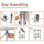 Origami Foldaway Rolling Stainless Steel Kitchen Island Cart