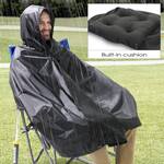 Outdoor Wearable Hooded Fleece Blanket with a Built-In Cushion Seat
