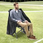 Outdoor Wearable Hooded Fleece Blanket with a Built-In Cushion Seat