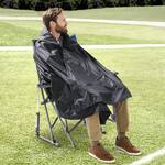 Outdoor Wearable Hooded Fleece Blanket with a Built-In Cushion Seat