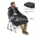 Outdoor Wearable Hooded Fleece Blanket with a Built-In Cushion Seat