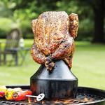 Outset Cast Iron Beer Can Chicken Holder and Garlic Roaster