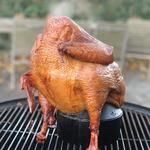 Outset Cast Iron Beer Can Chicken Holder and Garlic Roaster