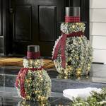 Pre-Lit Flocked Snowman Topiary Decorations