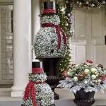 Pre-Lit Flocked Snowman Topiary Decorations