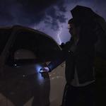 RainTorch Umbrella - Windproof Travel Umbrella with Pivoting Head Flashlight
