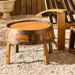 Reclaimed Bourbon Barrel Adirondack Chairs with Footrests and a Table