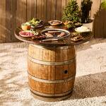 Reclaimed Wine Barrel Korean BBQ Grill and Hotpot Table