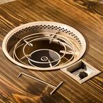Reclaimed Wine Barrel Korean BBQ Grill and Hotpot Table