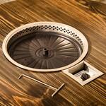 Reclaimed Wine Barrel Korean BBQ Grill and Hotpot Table