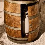 Reclaimed Wine Barrel Korean BBQ Grill and Hotpot Table