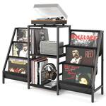 Record Player Stand with Forward-Facing Vinyl Storage