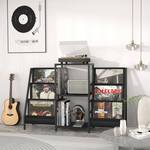 Record Player Stand with Forward-Facing Vinyl Storage
