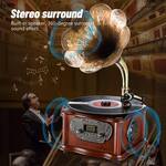 Retro Modern Gramophone Turntable With Copper Horn