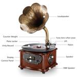 Retro Modern Gramophone Turntable With Copper Horn