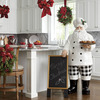 Santa Chef Statue with Serving Tray and Chalk Board Menu