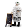 Santa Chef Statue with Serving Tray and Chalk Board Menu