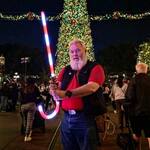 Santa Saber - Illuminated Double-Bladed Candy Cane Saber