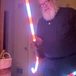 Santa Saber - Illuminated Double-Bladed Candy Cane Saber