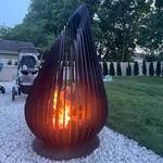 Sculptural Metal Teardrop Fire Pit