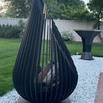 Sculptural Metal Teardrop Fire Pit