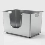 Sleek High-Sided Stainless Steel Cat Litter Box
