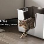 Sleek High-Sided Stainless Steel Cat Litter Box