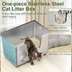 Sleek High-Sided Stainless Steel Cat Litter Box