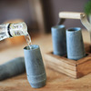 Soapstone Shooter Set With Rustic Ash Wood Serving Caddy