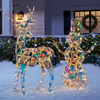 Sparkling Modern Angular Iridescent Reindeer and Snowman Statues