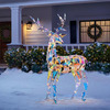 Sparkling Modern Angular Iridescent Reindeer and Snowman Statues