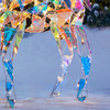 Sparkling Modern Angular Iridescent Reindeer and Snowman Statues