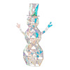 Sparkling Modern Angular Iridescent Reindeer and Snowman Statues