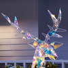 Sparkling Modern Angular Iridescent Reindeer and Snowman Statues