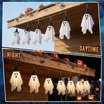 Spooky Bedsheet Ghost String Lights with Witch Hats