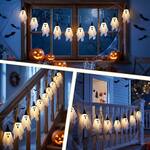 Spooky Bedsheet Ghost String Lights with Witch Hats