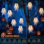 Spooky Bedsheet Ghost String Lights with Witch Hats